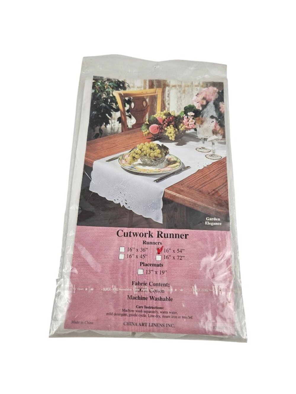 China Art Linens Cutwork Table Runner 16 X 54 White Cotton Garden Elegance NOS